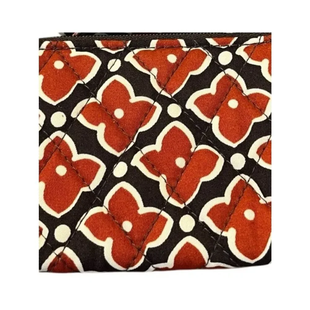Vera Bradley Zip Card Pouch Key Ring Coin Purse Navy Burnt Orange Florets NWT - Picture 3 of 3